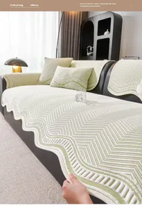 Summer wavy cooling silk sofa cover anti-slip mat breathable textured living room cushion