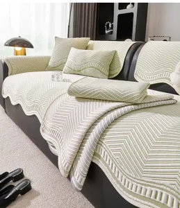 Summer cooling sofa cushion mat chevron pattern anti-slip fabric sofa cover for living room