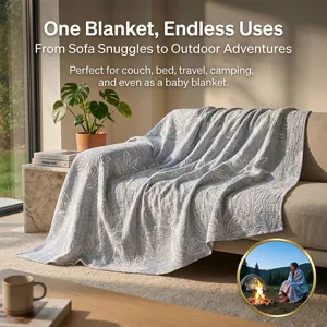 Nordic three-layer gauze sofa blanket, breathable and multi-use throw for living room.