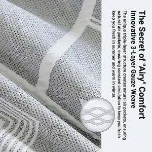 Close-up detail of the breathable 3-layer gauze blanket showcasing soft textured weave structure.