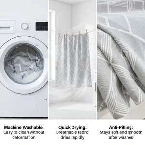 Nordic geometric three-layer air blanket, breathable fabric, machine washable, quick drying.