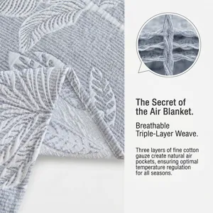 Triple-layer gauze sofa blanket detail, breathable soft texture for all seasons use.