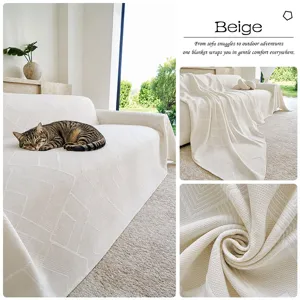 Nordic style three-layer yarn air blanket, breathable and skin-friendly sofa cover.