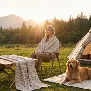 European Striped Sofa Cover Blanket Breathable Wavy Pattern Air Conditioning Throws Home Decor Multifunctional Travel Camping Shawl Blanket