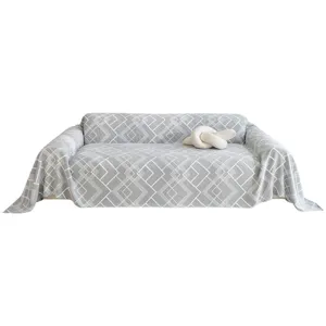 Nordic style geometric sofa cover blanket, breathable air blanket for living room and office use.