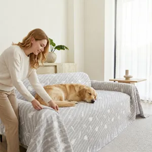 Nordic 3-Layer Gauze Throw Blanket Breathable Soft Air Sofa Cover For Living Room Bedroom Grey Leaf Pattern Multi-Purpose Summer Cooling Blanket