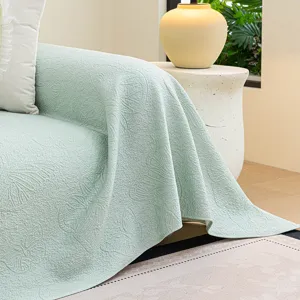Été minimaliste uni jacquard serviette de canapé rafraîchissante couverture anti-griffes