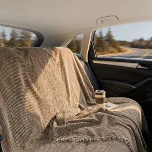 Coperta plaid per auto in ciniglia fodera divano morbida calda marrone accessorio