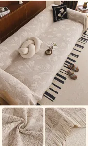 Chenille sofa cover minimalist slipcover floral tassel blanket breathable universal couch protector