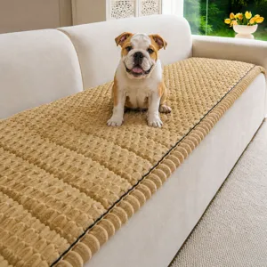 Funda de Sofá de Felpa Antideslizante Acolchada Protector de Muebles Sherpa Suave Cubierta de Sofá para Mascotas Perros Gatos Lavable