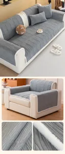 Cozy winter crystal velvet sofa cushion set with jacquard texture and anti-slip backing.