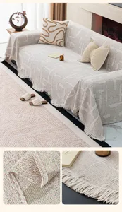 Jacquard Sofabezug mit Fransen, langlebiger universaler Sofaschoner für das Wohnzimmer.