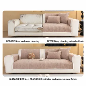 Winter new jacquard crystal velvet sofa cushion, non-slip dustproof living room cover.