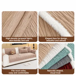 Autumn winter jacquard crystal velvet sofa cushion thick plush non-slip furniture cover