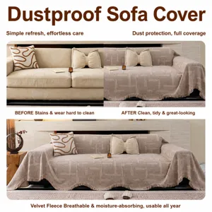 Moderne Chenille Jacquard Sofabezug Decke Einteilig Universal Schonbezug Verschleißfest Einfarbig Überwurf Tassel Fransen