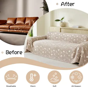 Quilted triple-layer gauze sofa cover, breathable and soft all-season couch protector.