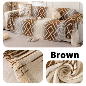 Copridivano in ciniglia geometrico nordico antipolvere universale quattro stagioni coperta