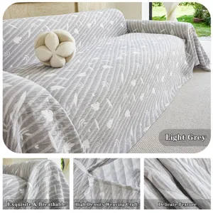 Three-layer gauze jacquard sofa cover light grey four-season universal washable home textile throw