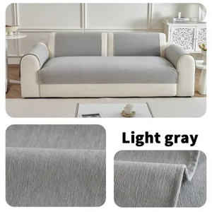 Housse de canapé en chenille minimaliste gris clair antidérapante anti-poussière