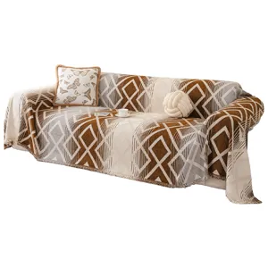 Nordic Geometric Chenille Sofa Cover Dustproof All-Season Universal Living Room Couch Protector