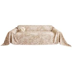 Ins style palm leaf jacquard sofa cover, three-layer gauze throw blanket for home living