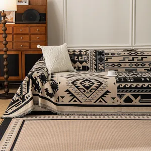 European style chenille sofa cover blanket geometric printed thickened four seasons universal mat