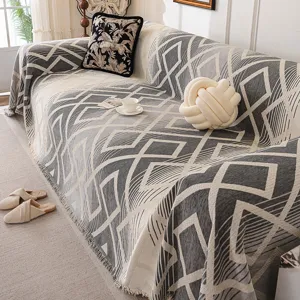 Modern geometric chenille sofa cover slipcover anti-slip dustproof throw blanket for living room