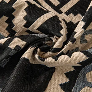 European style chenille sofa cover fabric with modern geometric jacquard pattern.