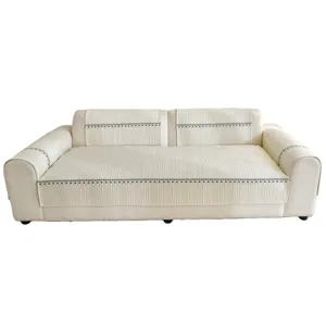 Cream White Cooling Ice Silk Sofa Cover One Piece Anti Slip Couch Cushion Protector Mat