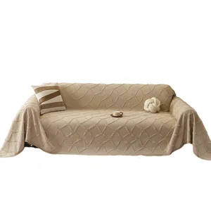 Chenille diamond pattern sofa towel minimalist style universal anti-slip sofa cover cloth blanket