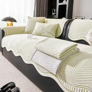 Summer chevron ice silk sofa cushion cover breathable anti-slip cooling slipcover mat.