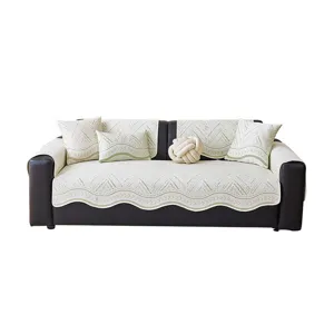 Summer minimalist cool silk sofa cover set with cloud texture, elegant living room decor.