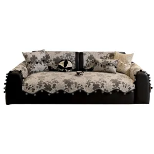 Chenille retro European sofa cover set slipcover anti-slip couch cushion with decorative pillows