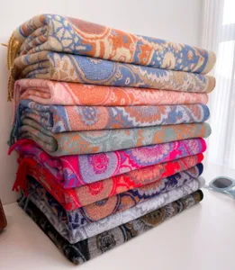 Winter women's jacquard paisley scarf thick warm core-spun yarn shawl versatile soft neck wrap