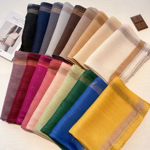 Multicolor long silk scarf for women, elegant lightweight shawl, fashionable neckerchief design.