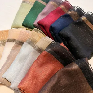 Women long imitation silk thin scarf shimmering sun protection shawl multi color fashion wrap