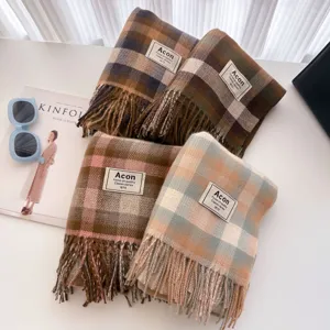 Retro plaid tassel scarf autumn winter warm thick shawl fashionable women casual winter neck wrap.