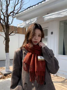 Women winter tassel scarf warm cozy casual plaid scarf daily wear fashion accessory new