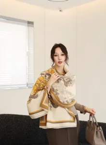 Winter women's jacquard thick warm shawl scarf, elegant reversible floral print outerwear.