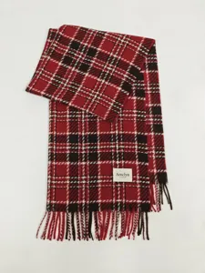 Korean style plaid scarf for women, winter warm tassel shawl, casual thick cozy neck wrap