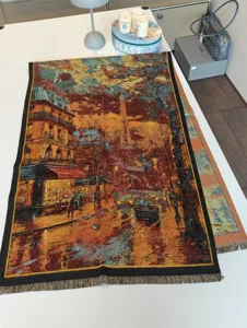 Fall winter jacquard scarf vintage Paris street art print tassel thick warm cashmere shawl
