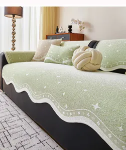Cooling ice silk sofa cushion cover summer non-slip furniture protector floral pattern