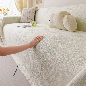 Copridivano a Maglia Raffreddante Stile Nordico Stampa Floreale Botanica Fodera Traspirante Lavabile Coperta Protettiva