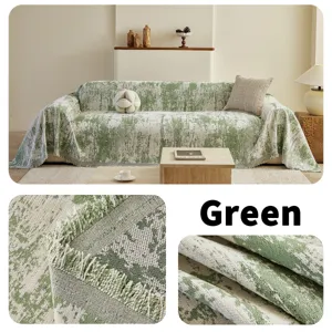 Amerikaanse stijl chenille bankovertrek all-inclusive waterdicht machinevoerbaar groene stof