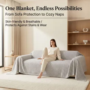 Nordic Herringbone Sofa Cover Throw Blanket Three-layer Gauze Geometric Slipcover For Living Room Couch Protector Decorative Tapestry
