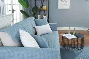 Modern minimalist blue quilted sofa cover non-slip fabric couch towel slipcover cotton cushion