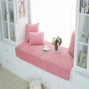 Alfombra de felpa para ventana rosa cojin tatami de terciopelo de cristal moderno