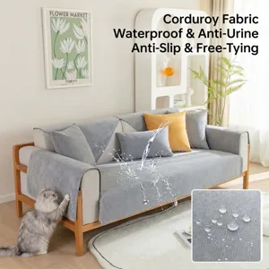 Modern Minimalist Corduroy Solid Color Waterproof Sofa Cushion Mat Protective Slipcover Non-Slip Wear-Resistant Pet Scratch-Proof Home Cover