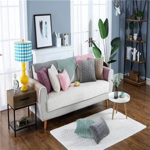 Winter Plüsch Sofa-Kissenbezug Set, dicke warme gesteppte Schonbezug für modernes Wohnzimmer.