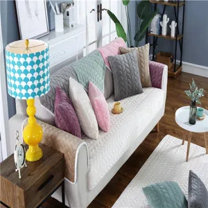 Moderner Plüsch Sofabezug Winter warm dicke gesteppte Kissenbezug Wohnzimmer Set